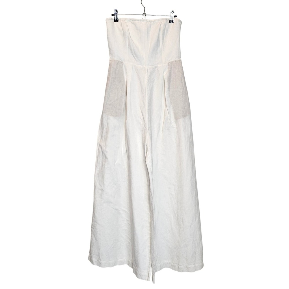 Hemant & Nandita Linen Blend Wide Leg Jumpsuit White Size Large Bridal Resort - Picture 2 of 15